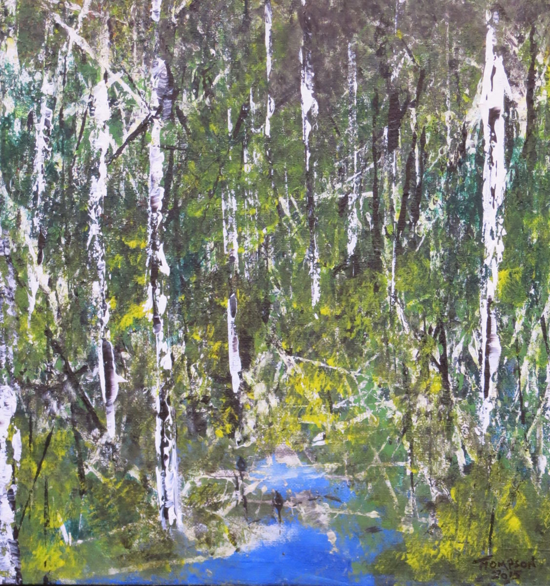 Hidden Water - Painting, 18x18 in ©2013 by James Thompson -
Abstract Expressionism, Canvas, Abstract Art, Landscape, trees, Canada