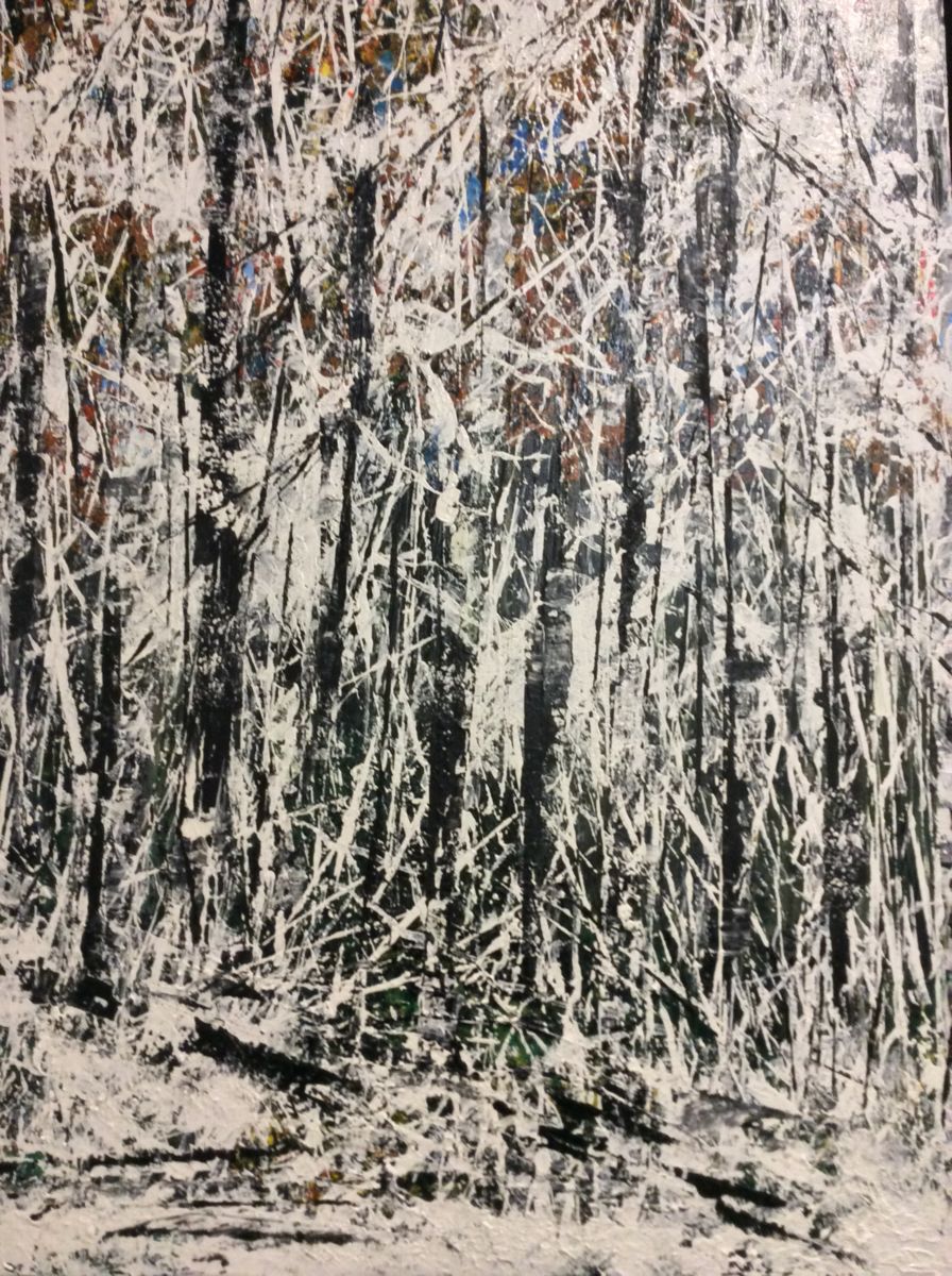 Fresh White - Painting, 24x48 in ©2015 by James Thompson -
Contemporary painting, Canvas, Landscape, Winter, Canada, Forest, Snow