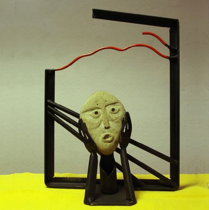 Sculpture intitulée "Le Cri" par Grimo, Œuvre d'art originale, Pierre