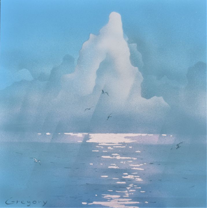Peinture intitulée "The sea after the r…" par Grigorii Zulkarniaev, Œuvre d'art originale, Acrylique