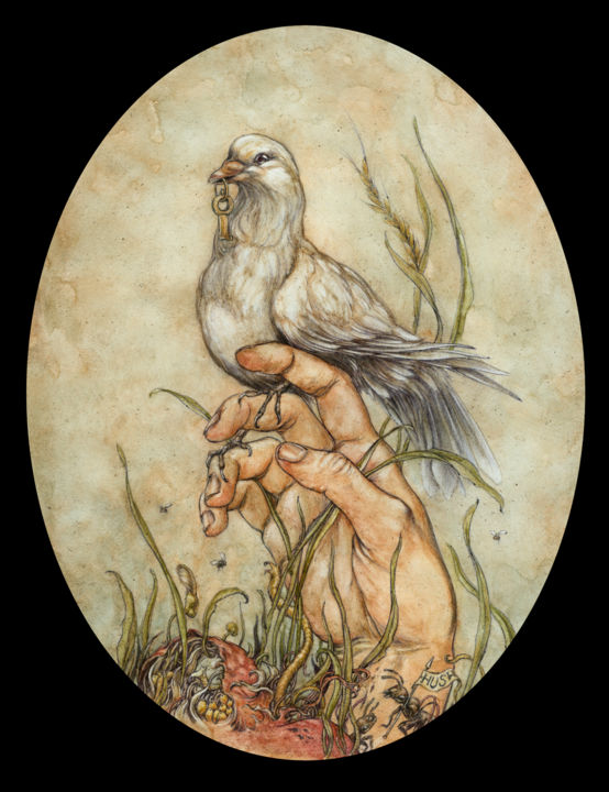 Painting titled "Jeremy Hush" by Gristle Gallery, Original Artwork, Oil