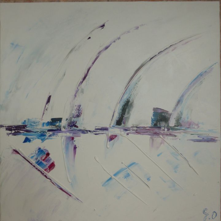 Peinture intitulée "jour-de-regates-70x…" par Colette Grolleau, Œuvre d'art originale,