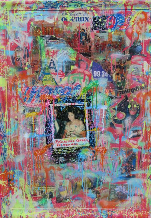 Malarstwo zatytułowany „PRINCESSE CAROLINE” autorstwa Groovy, Oryginalna praca, Akryl Zamontowany na Szkło