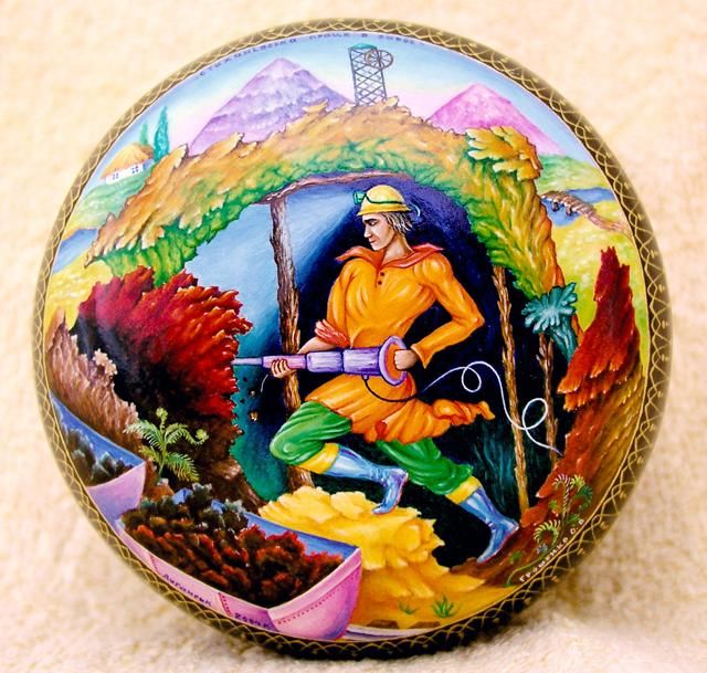 Стахановский труд - Artcraft, 11x11 cm ©2004 by Александр Грошенко -
миниатюра шахтер