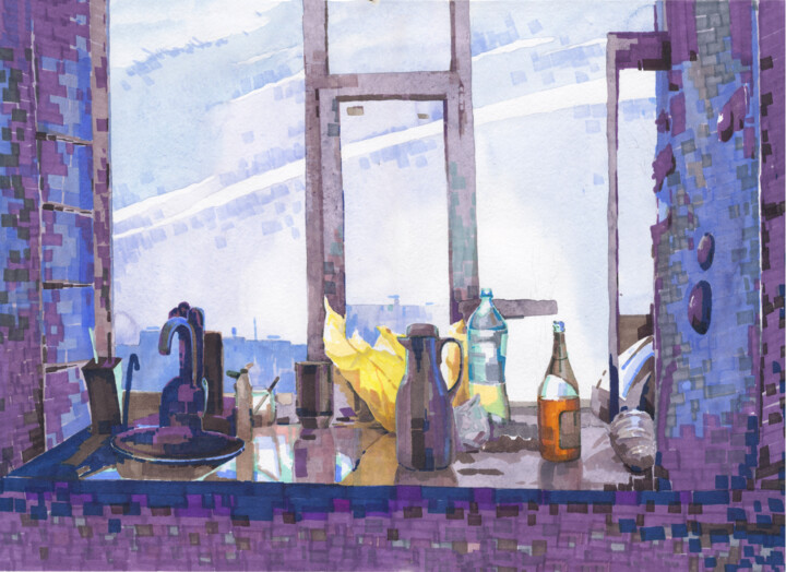 Drawing titled "Morning window" by Gross Maria, Original Artwork, Marker
