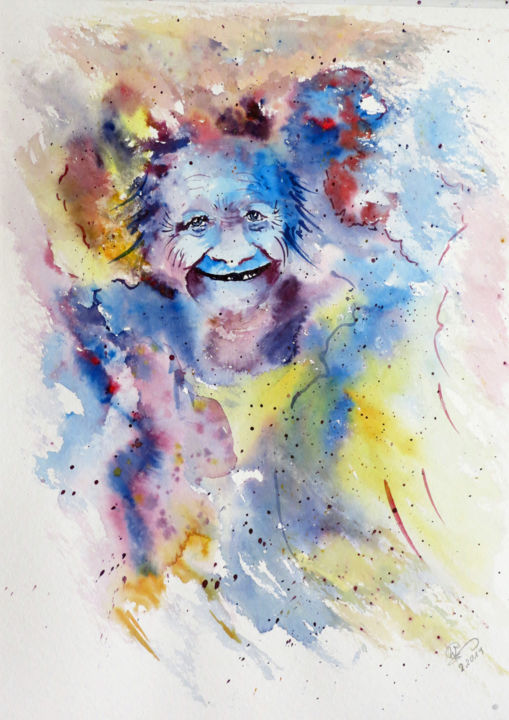 Peinture intitulée "Das Lachen der Welt…" par Wolfgang Gross-Freytag, Œuvre d'art originale, Aquarelle