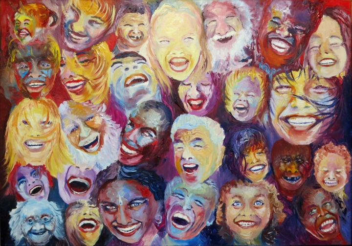 Malerei mit dem Titel "Das Lachen der Welt" von Wolfgang Gross-Freytag, Original-Kunstwerk, Öl