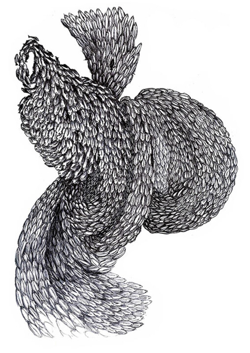 Tekening getiteld "Banc de poissons" door Grotesk, Origineel Kunstwerk, Inkt