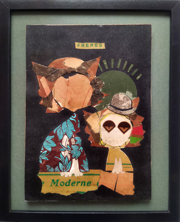 Collages titled "Les frères Modernes" by Grotesk, Original Artwork, Collages