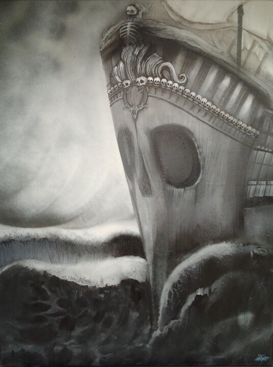 Peinture intitulée "Ghost Boat" par Grotesk, Œuvre d'art originale, Acrylique