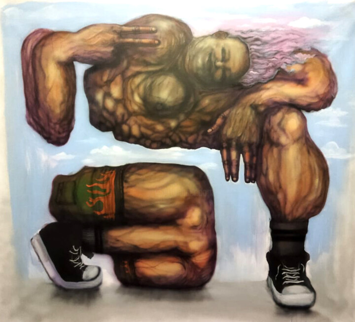 Картина под названием "Le surfer" - Grotesk, Подлинное произведение искусства, Акрил