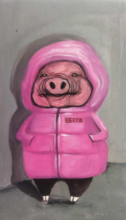 Painting titled "Pig" by Grotesk, Original Artwork, Acrylic
