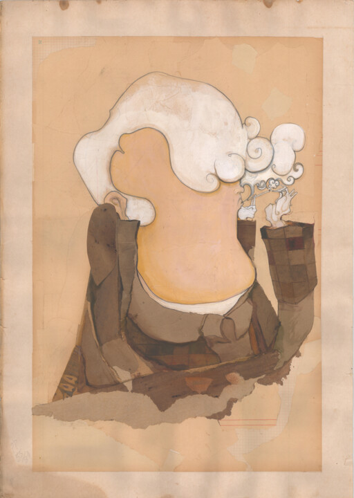 Colagens intitulada "Smocky Boy" por Grotesk, Obras de arte originais, Colagens Montado em Cartão