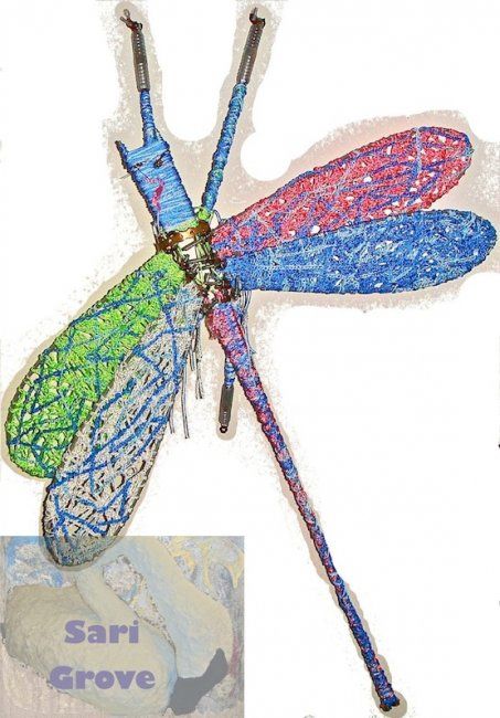 Sculpture titled "dragonfly bird-WM.j…" by Sari Grove, Original Artwork