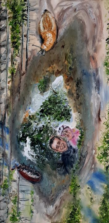 Painting titled "The Mirror" by Peter Grundtner, Original Art, Oil