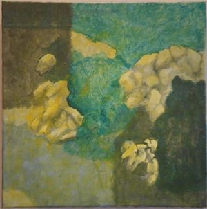 Painting titled "vert eau" by Judith Grunberger, Original Artwork