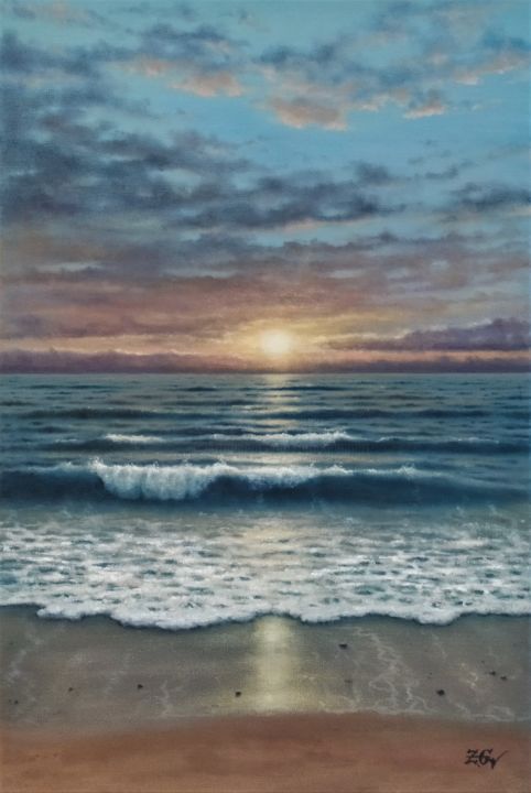 Painting titled "''Calm and quiet''." by Zigmars Grundmanis, Original Art, Oil