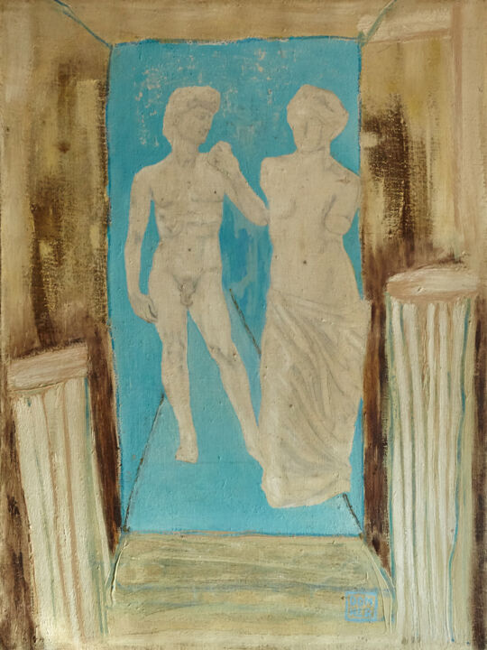 Malerei mit dem Titel "Lonless of beauty" von Grzegorz Domher, Original-Kunstwerk, Öl