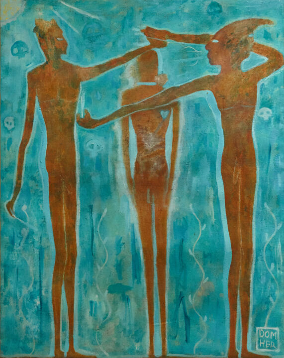 Malerei mit dem Titel "Ancient gallery 2" von Grzegorz Domher, Original-Kunstwerk, Öl