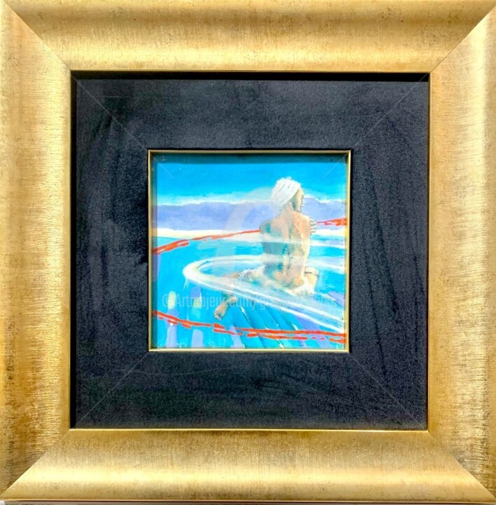 Painting titled "BLUE" by Grzegorz Lerka, Original Artwork, Oil Mounted on Wood Stretcher frame
