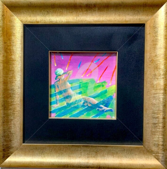 Painting titled "SKY" by Grzegorz Lerka, Original Artwork, Oil Mounted on Wood Stretcher frame