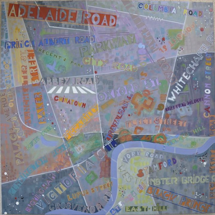 Картина под названием "Londres" - Gérard Suissia, Подлинное произведение искусства, Масло Установлен на Деревянная рама для…