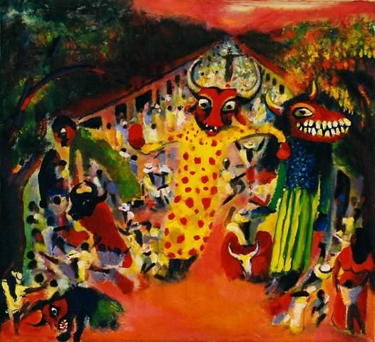 Pittura intitolato "MASCARADA" da Guadamuz De Santa Cruz, Opera d'arte originale