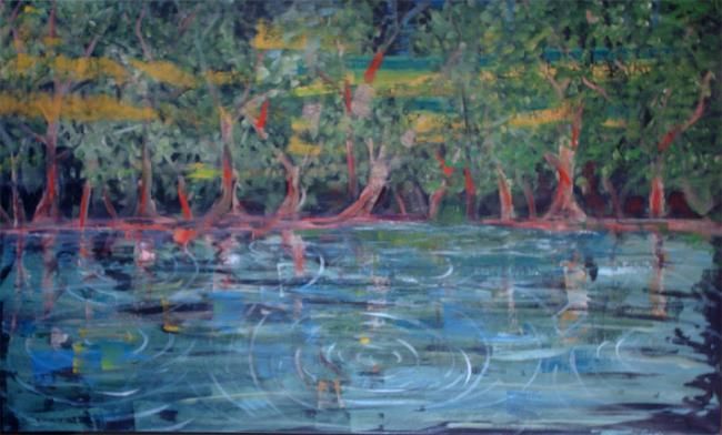 Pintura intitulada "Lago Profundo" por Eduardo Gualdoni, Obras de arte originais