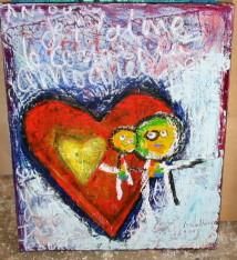 Painting titled "Dans le coeur" by Les Guallino, Original Artwork, Other