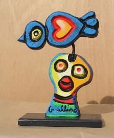 Sculpture intitulée "Tourterelle vole" par Les Guallino, Œuvre d'art originale