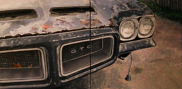 Painting titled "Pontiac" by Konstantin Gubanov, Original Artwork, Acrylic Mounted on Wood Stretcher frame