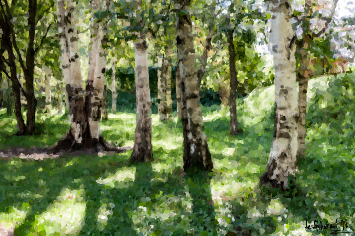 Цифровое искусство под названием "Birches in Kiev Bot…" - Ievgen Gubareni, Подлинное произведение искусства, Цифровая живопи…