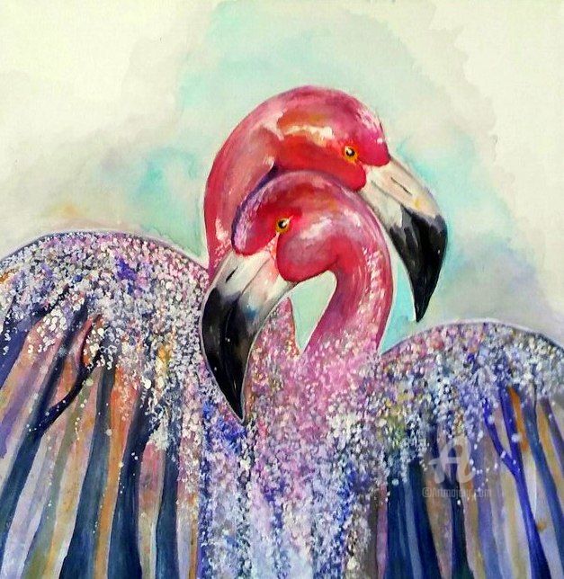 Peinture intitulée "Flamingo" par Crazy Flamingo, Œuvre d'art originale