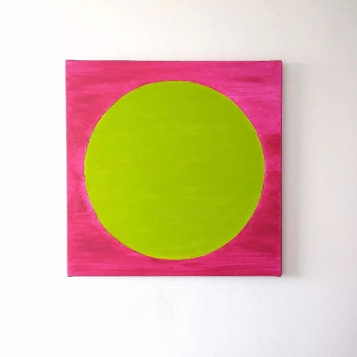 Painting titled "Circle in a Square" by Gubchenko, Original Artwork, Oil Mounted on Wood Stretcher frame