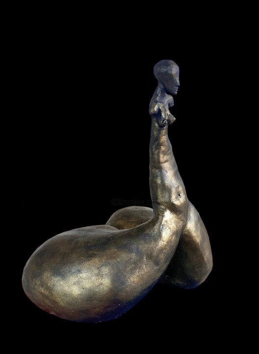 Sculpture titled "OPULENCE- patine br…" by Gubé, Original Artwork, Clay