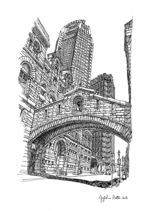 Drawing titled "Pittsburgh, PA: All…" by Guglielmo Botter, Original Artwork, Ink