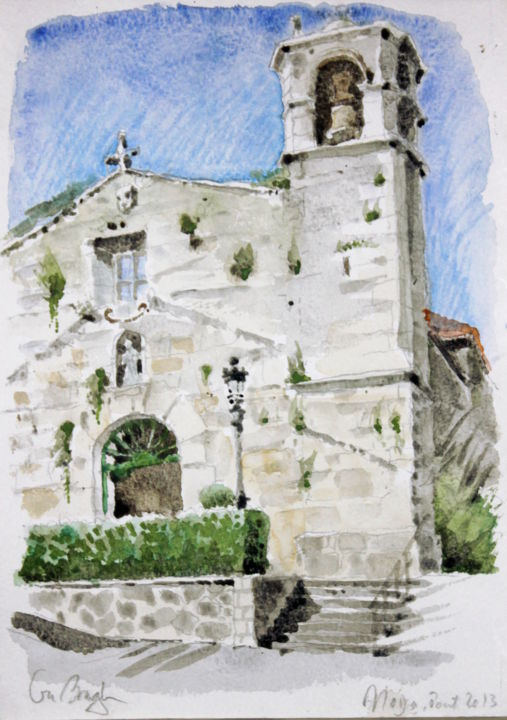 Peinture intitulée "Noia, iglesia San F…" par Gu Bragh, Œuvre d'art originale, Huile