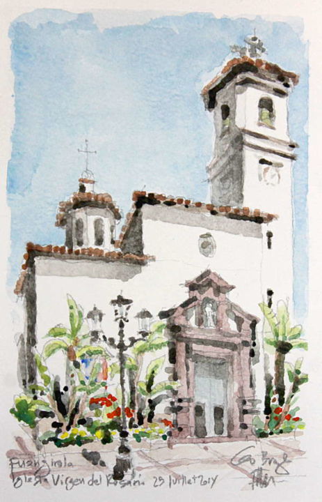 Painting titled "Iglesia Virgen del…" by Gu Bragh, Original Artwork, Watercolor