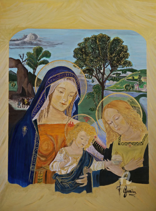 Painting titled "La Madonna della Pa…" by Fulvia Guccini, Original Artwork, Tempera