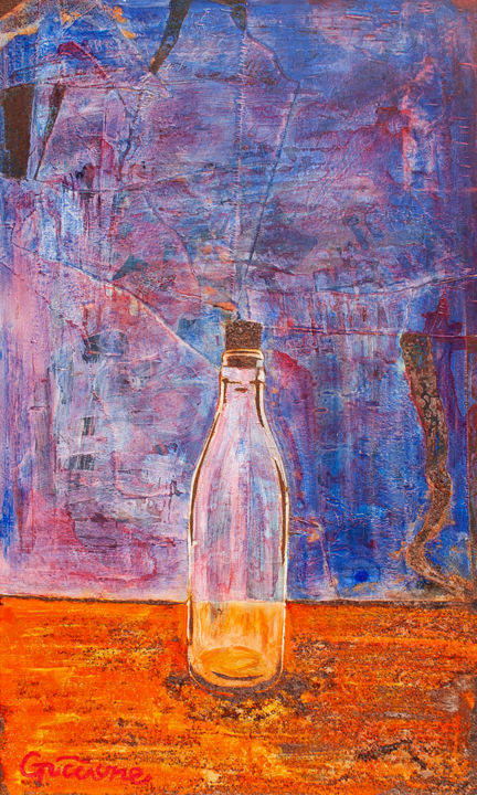 Painting titled "Bottle" by Davide Guccione, Original Artwork, Acrylic