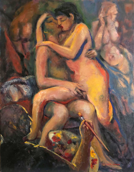 Malerei mit dem Titel "Love" von Gudrat Gurbanov, Original-Kunstwerk, Öl