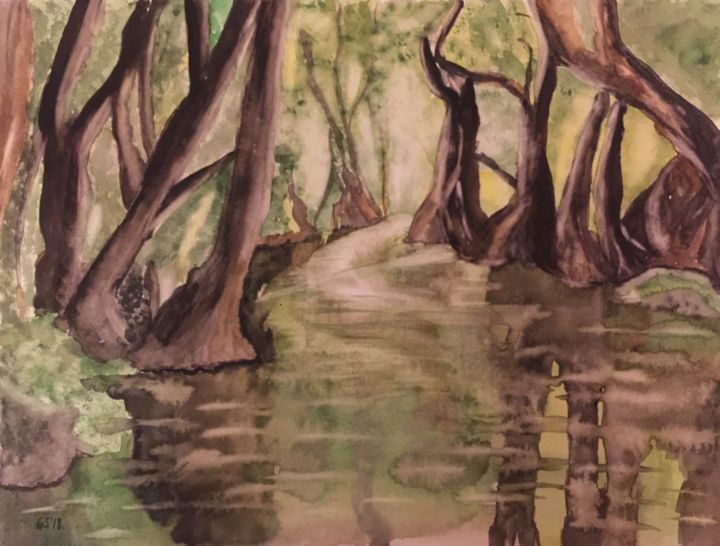 Картина под названием "Jungle" - Gudrun Sageder, Подлинное произведение искусства, Акварель