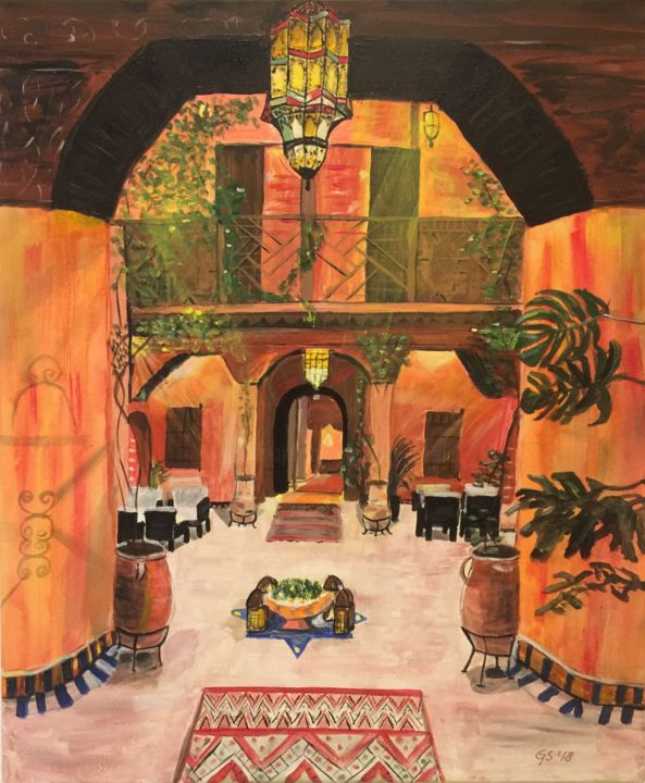 Painting titled "moroccan entry" by Gudrun Sageder, Original Artwork, Acrylic