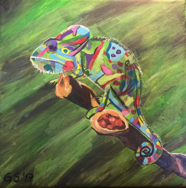 Painting titled "colors of a chamele…" by Gudrun Sageder, Original Artwork, Acrylic