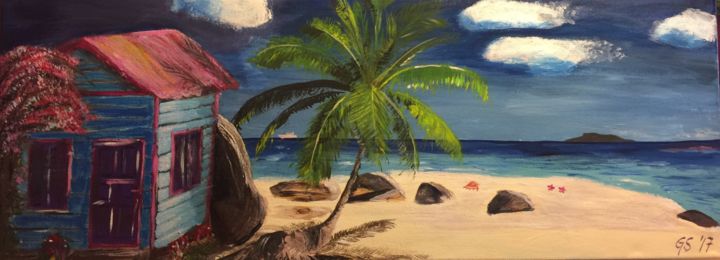 Malerei mit dem Titel "caribbean outlook" von Gudrun Sageder, Original-Kunstwerk, Acryl