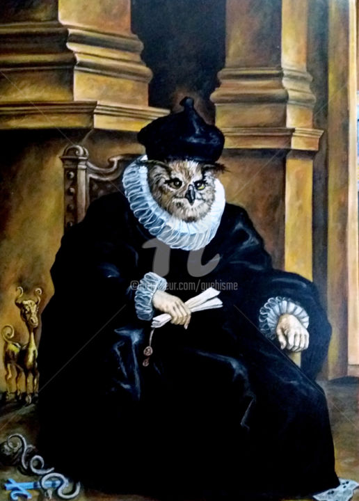 Malerei mit dem Titel "Docteur Mobïus" von Thierry Guého, Original-Kunstwerk, Öl