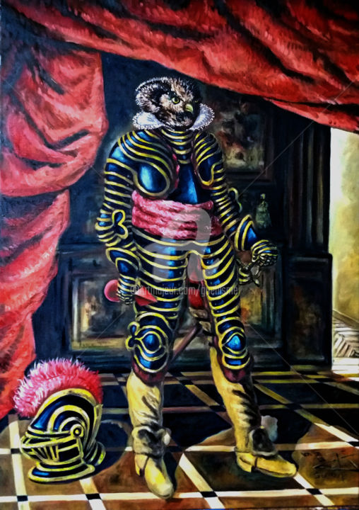 Peinture intitulée "Chevalier de Mars" par Thierry Guého, Œuvre d'art originale, Huile