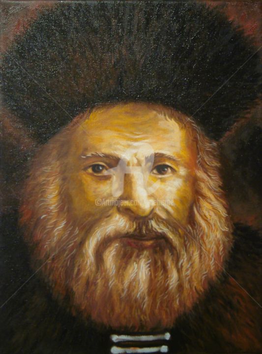 Painting titled "Rabbin" by Thierry Guého, Original Artwork, Oil