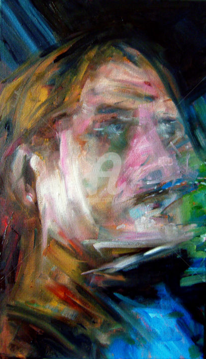 Malerei mit dem Titel "Autoportrait" von Thierry Guého, Original-Kunstwerk, Öl