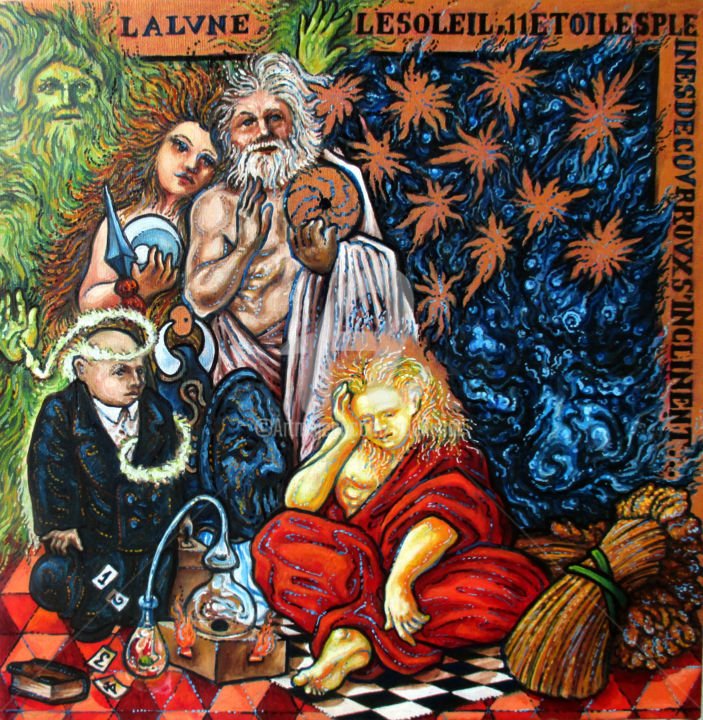 Malerei mit dem Titel "Songe" von Thierry Guého, Original-Kunstwerk, Öl